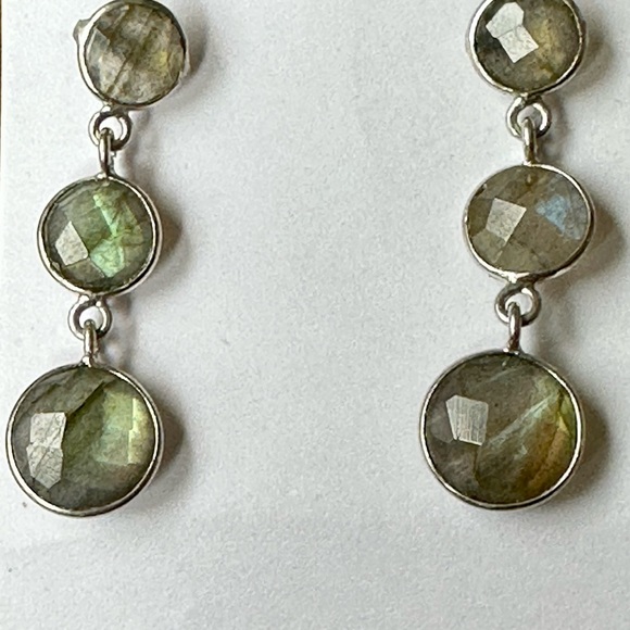 Artisan labradorite sterling silver earrings - Picture 2 of 6